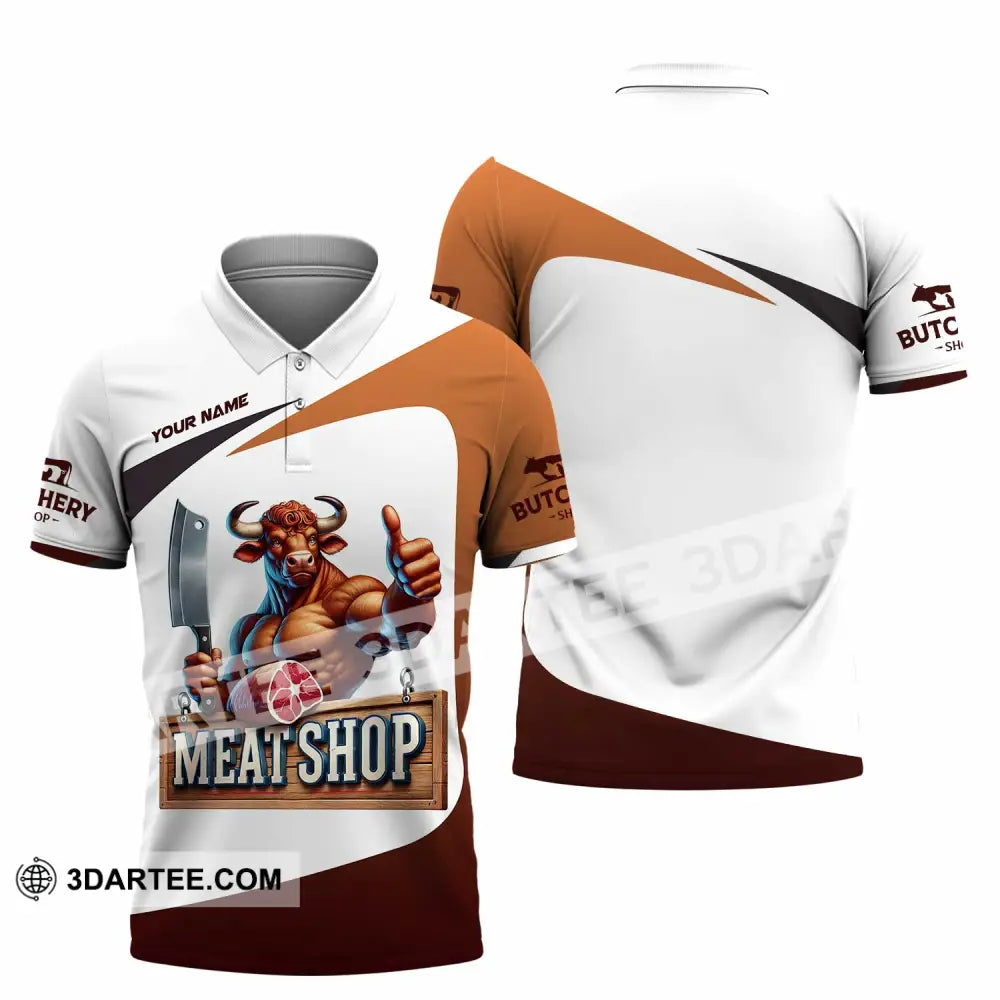 Unisex Shirt Custom Name Butcher Meat Shop T-Shirt Polo / S T-Shirt