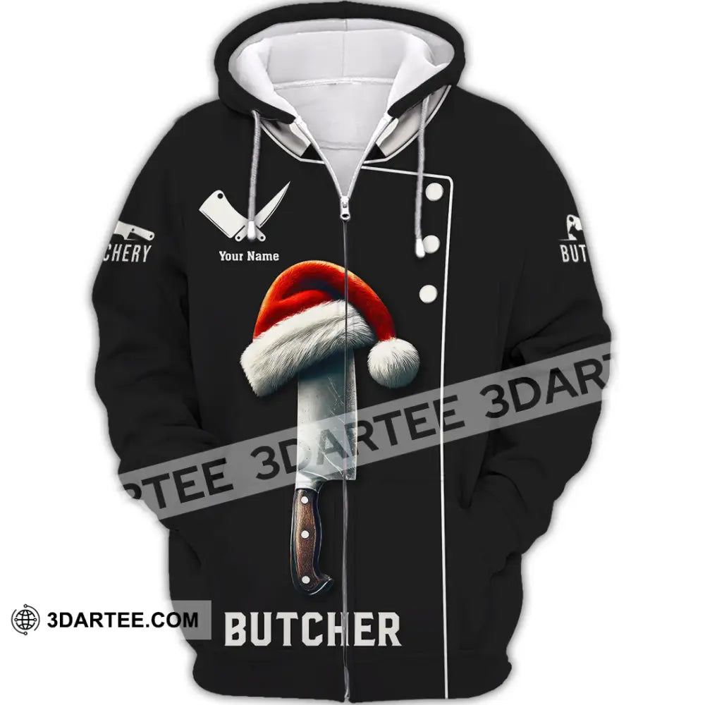 Unisex Shirt Custom Name Butcher T-Shirt Hoodie Long Sleeve Gift Zipper / S T-Shirt