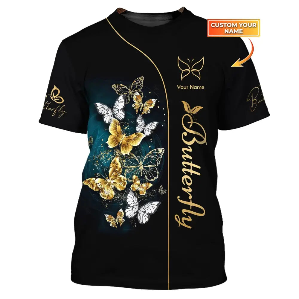 Unisex Shirt Custom Name Butterfly T-Shirt 3D Gift