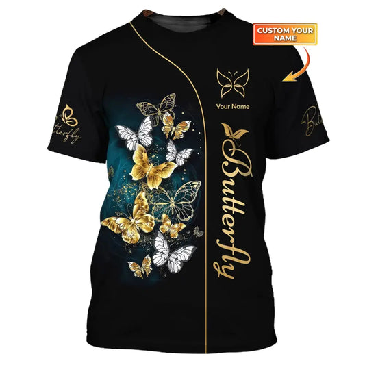 Unisex Shirt Custom Name Butterfly T-Shirt 3D Gift