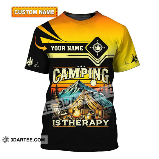 Unisex Shirt Custom Name Camping Is Therapy Hoodie Polo T-Shirt