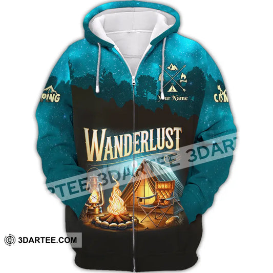 Unisex Shirt Custom Name Camping Wanderlust Polo Long Sleeve Love T-Shirt Zipper Hoodie / S T-Shirt