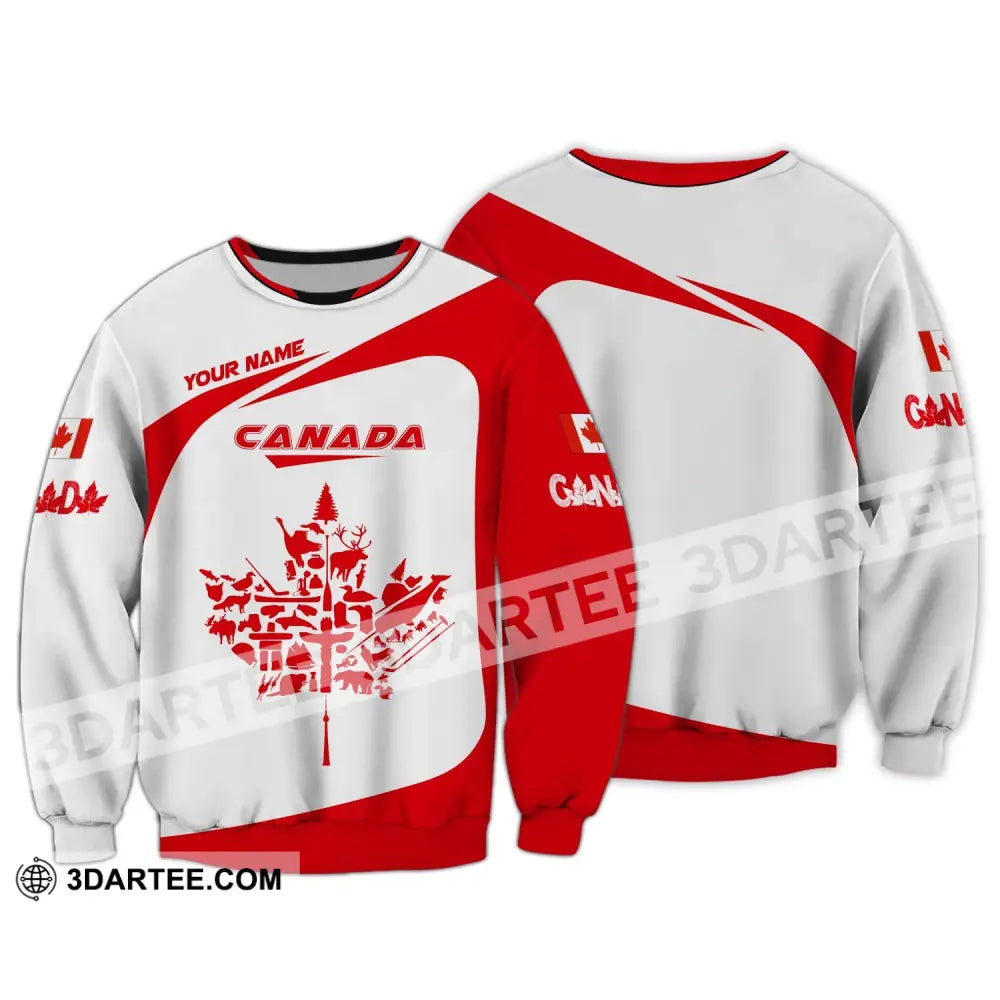 Unisex Shirt Custom Name Canada Canadian Pride Gift Long Sleeve / S T-Shirt