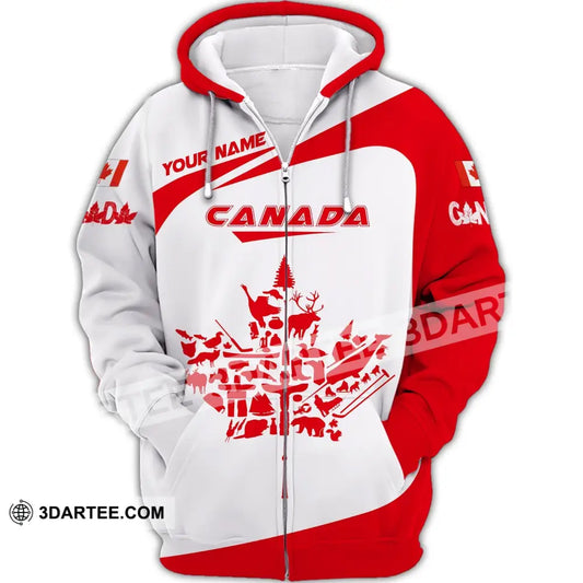 Unisex Shirt Custom Name Canada Canadian Pride Gift Zipper Hoodie / S T-Shirt