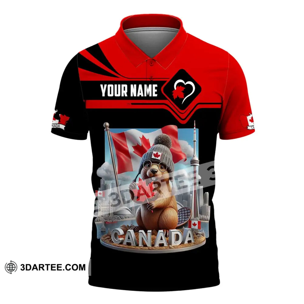 Unisex Shirt - Custom Name Canada Icons Polo / S T-Shirt