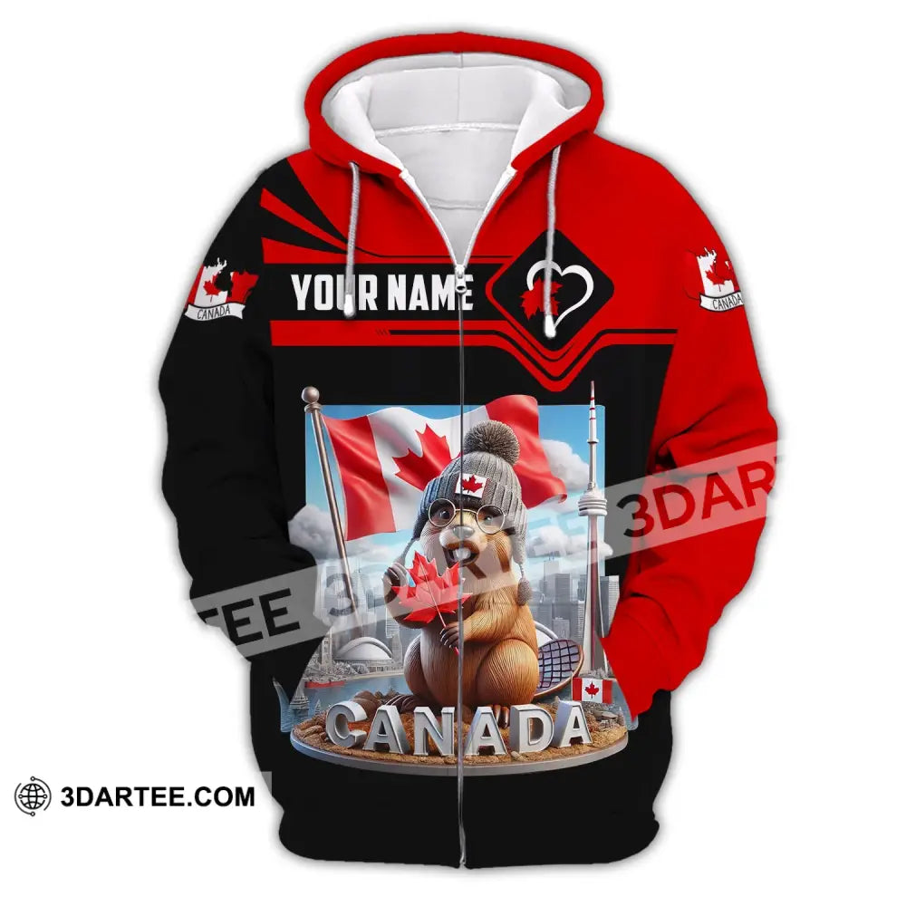 Unisex Shirt - Custom Name Canada Icons Zipper Hoodie / S T-Shirt