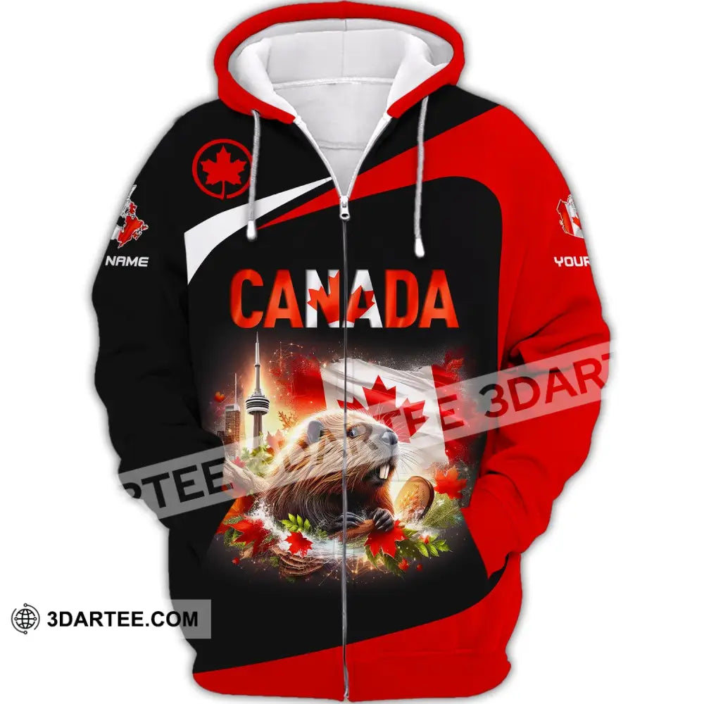 Unisex Shirt Custom Name Canada Long Sleeve Polo Lover Gift Zipper Hoodie / S T-Shirt