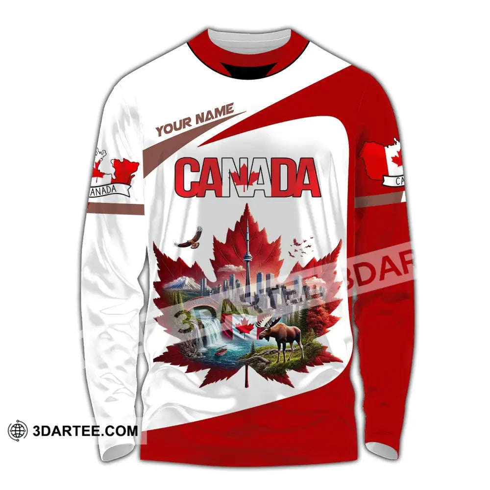 Unisex Shirt Custom Name Canada Love T-Shirt Long Sleeve / S T-Shirt