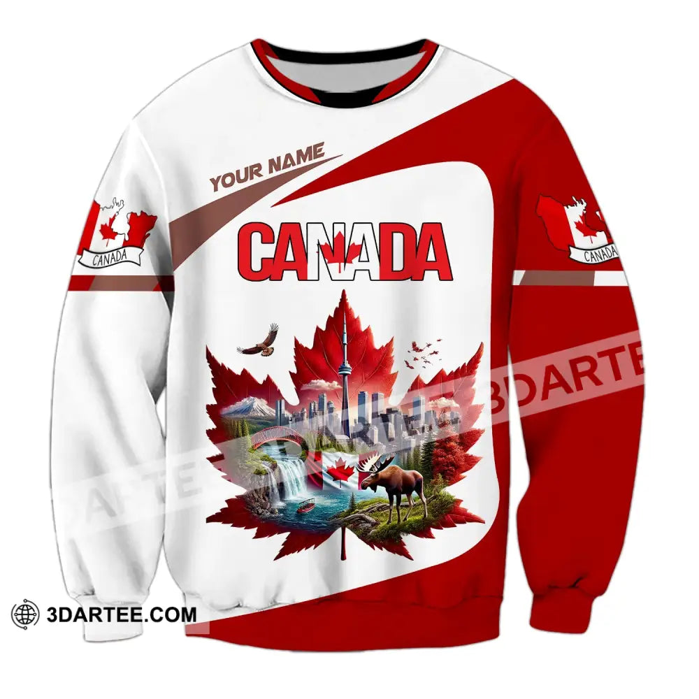 Unisex Shirt Custom Name Canada Love T-Shirt Long Sleeve / S T-Shirt