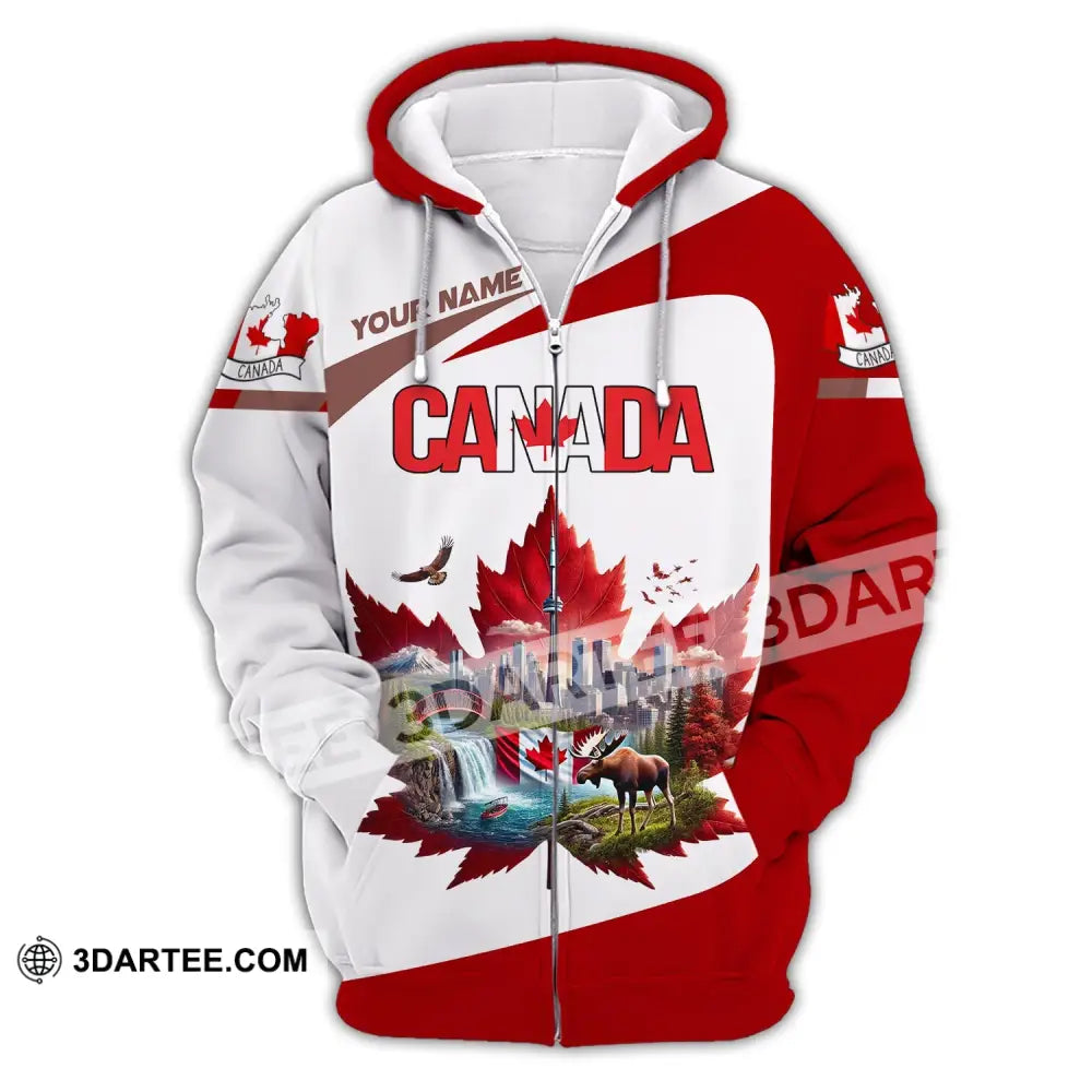 Unisex Shirt Custom Name Canada Love T-Shirt Zipper Hoodie / S T-Shirt