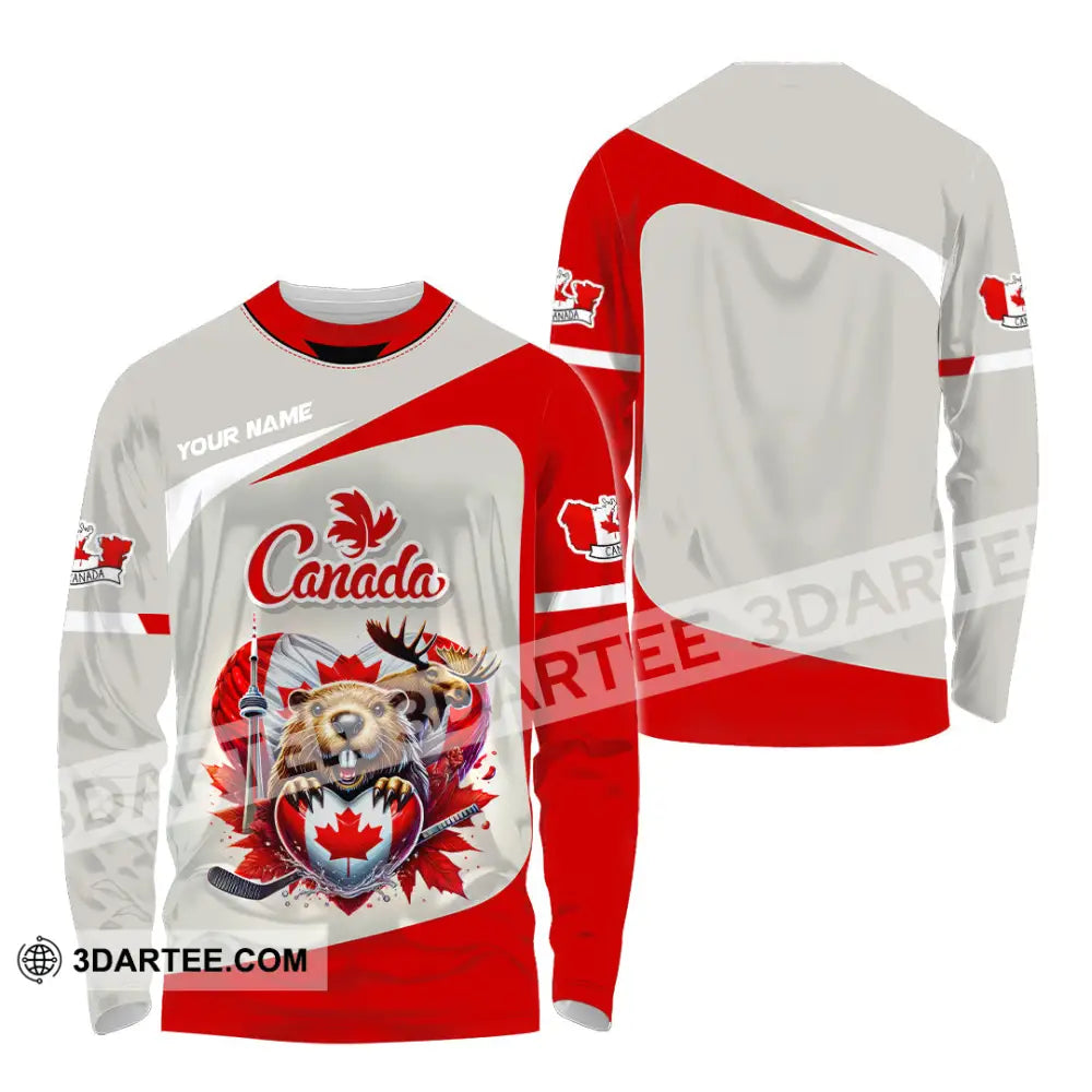 Unisex Shirt Custom Name Canada Lover Polo Long Sleeve Canadian Gift / S T-Shirt