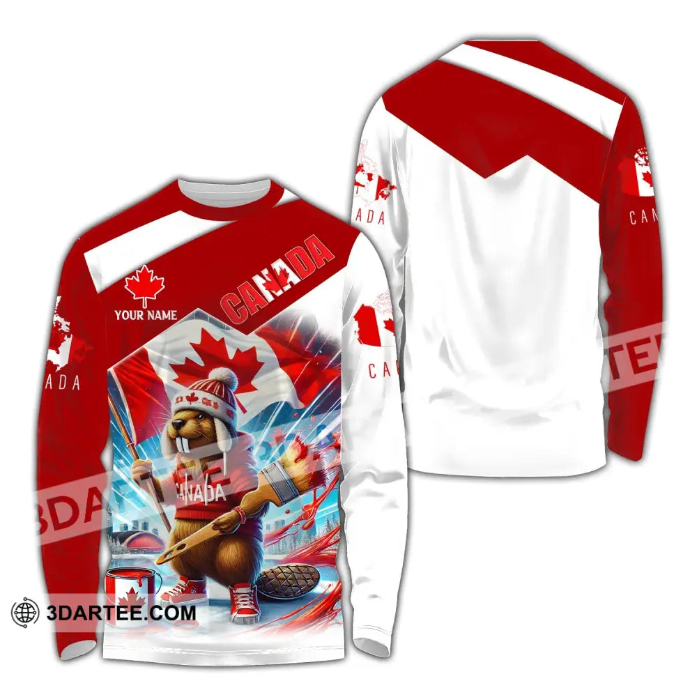 Unisex Shirt Custom Name Canada Polo Long Sleeve Gift / S T-Shirt