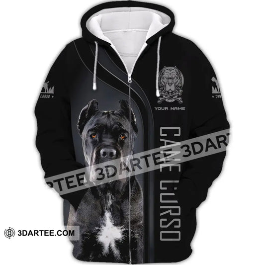 Unisex Shirt Custom Name Cane Corso Dog Polo Long Sleeve Gift For Lover Zipper Hoodie / S T-Shirt