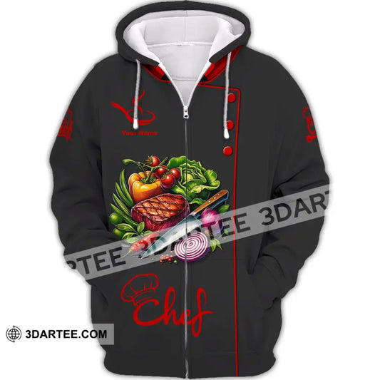 Unisex Shirt Custom Name Chef Apparel Gift For Cooking Lovers Chefs Zipper Hoodie / S T-Shirt