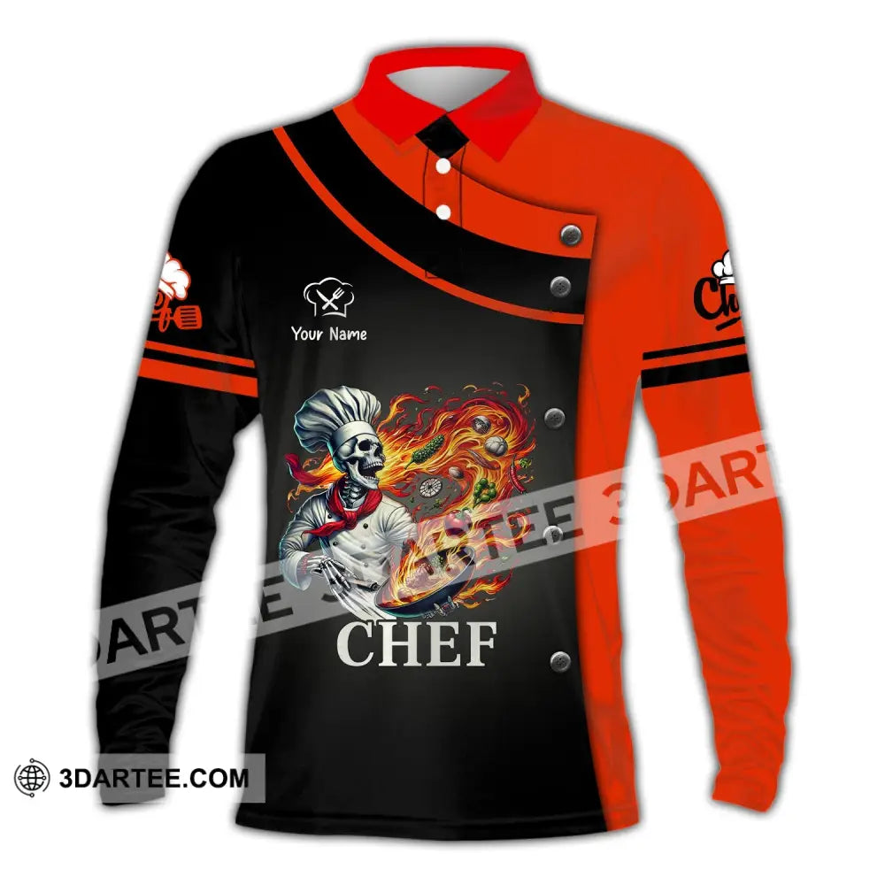 Unisex Shirt Custom Name Chef Apparel Polo Long Sleeve Cooking Love T-Shirt / S T-Shirt