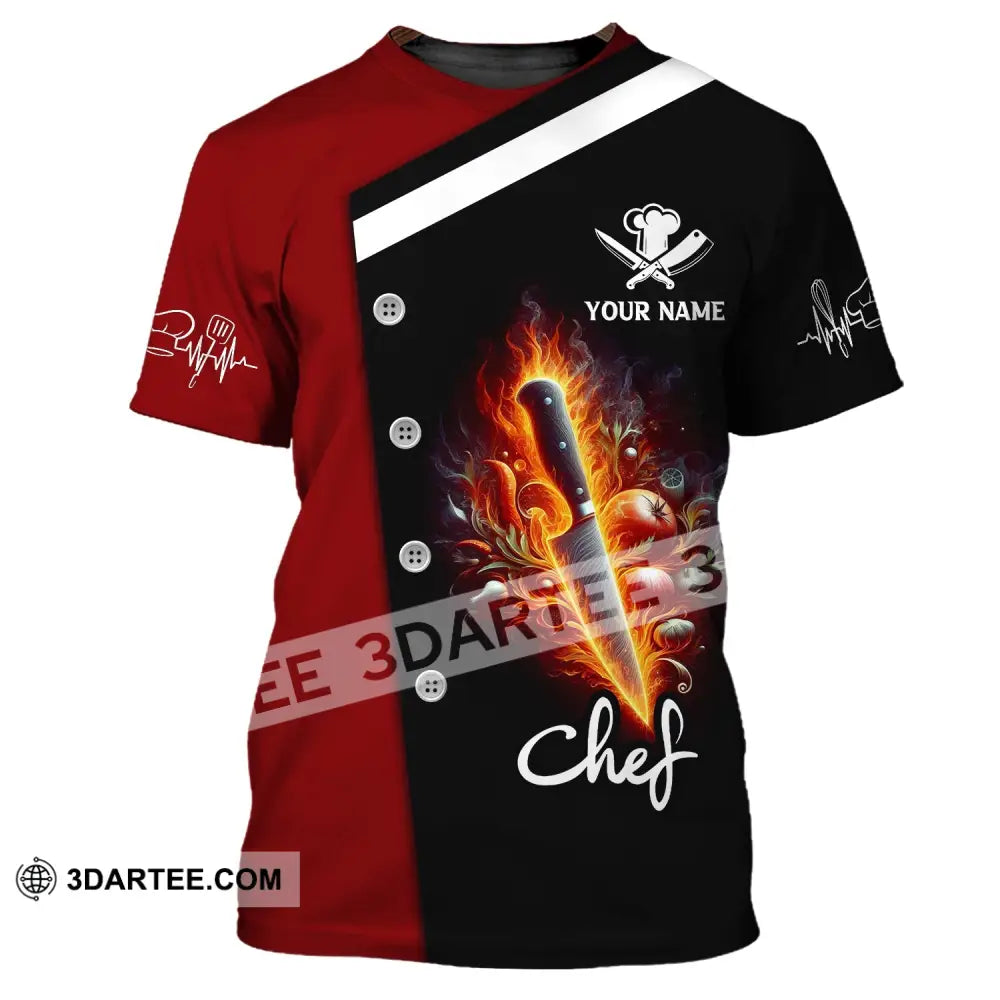 Unisex Shirt Custom Name Chef Apparel Polo Long Sleeve Cooking Love T-Shirt / S