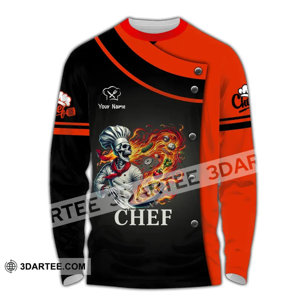 Unisex Shirt Custom Name Chef Apparel Polo Long Sleeve Cooking Love T-Shirt / S T-Shirt