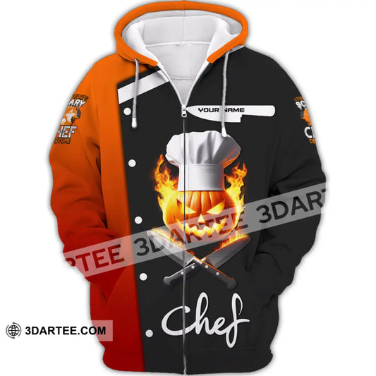 Unisex Shirt Custom Name Chef Apparel Polo Long Sleeve Cooking Love T-Shirt Zipper Hoodie / S