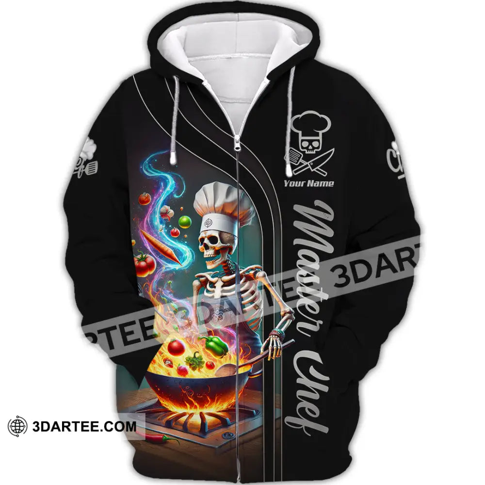 Unisex Shirt Custom Name Chef Apparel Polo Long Sleeve Cooking Love T-Shirt Zipper Hoodie / S