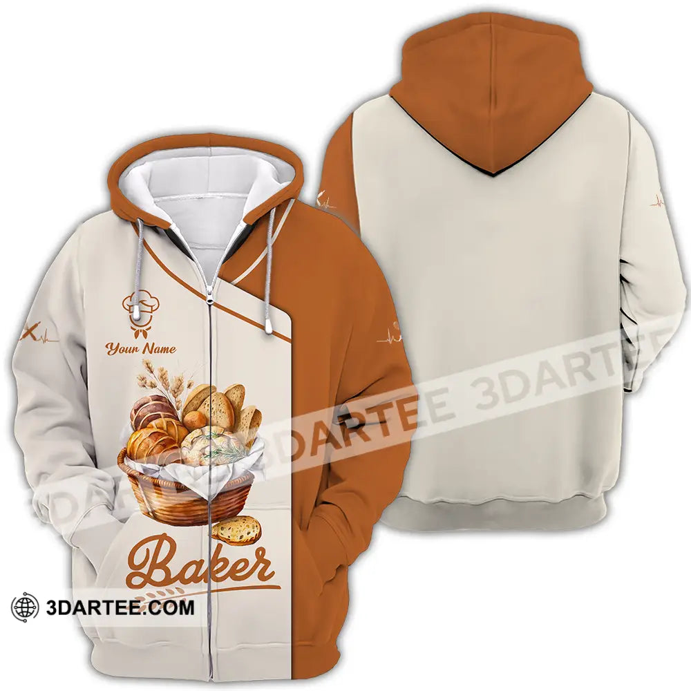 Unisex Shirt - Custom Name Chef Bakers Zipper Hoodie / S T-Shirt