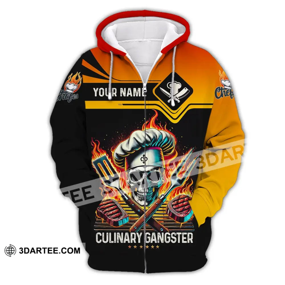 Unisex Shirt - Custom Name Chef Culinary Gangster Zipper Hoodie / S T-Shirt