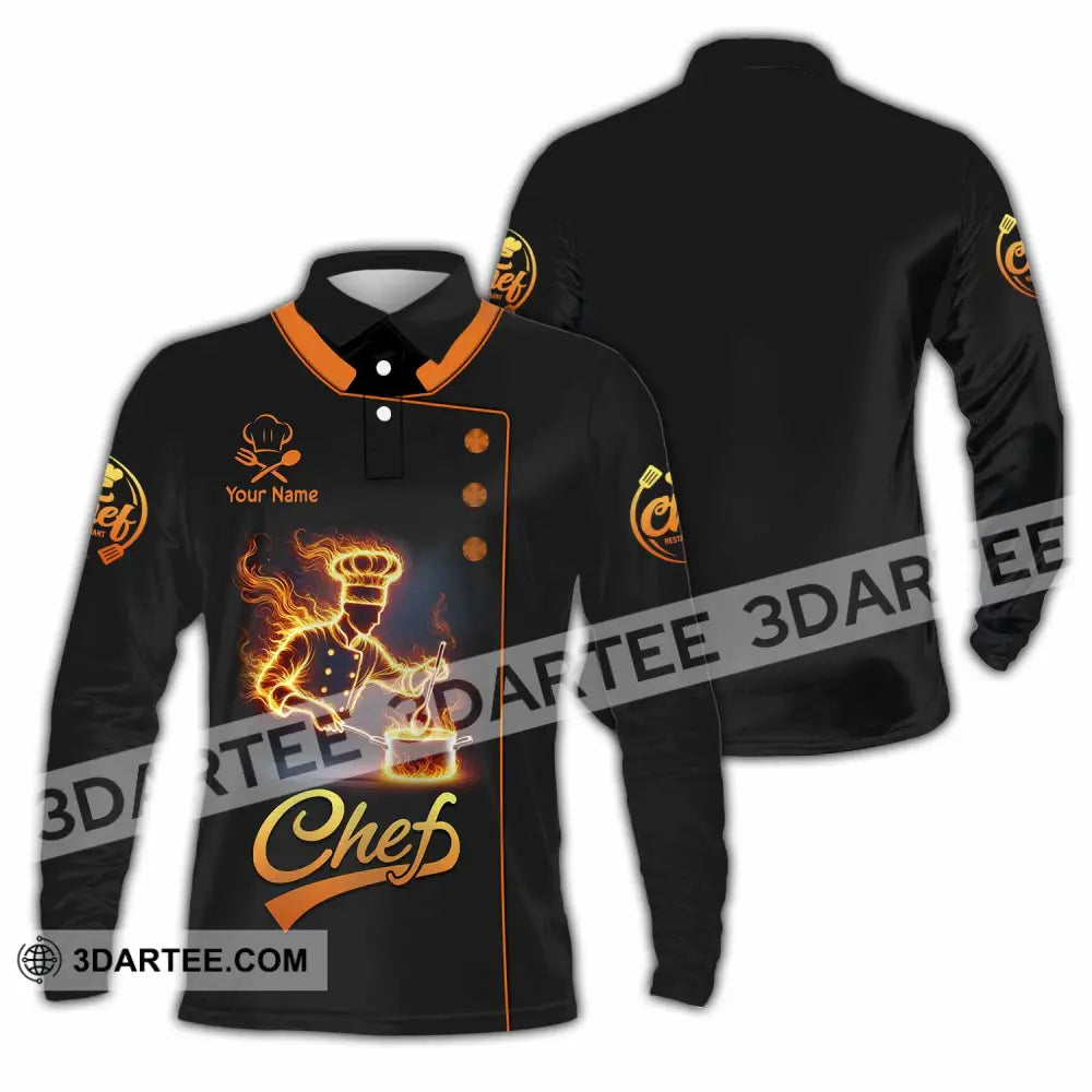 Unisex Shirt Custom Name Chef Gift For Chefs Long Sleeve Polo / S T-Shirt