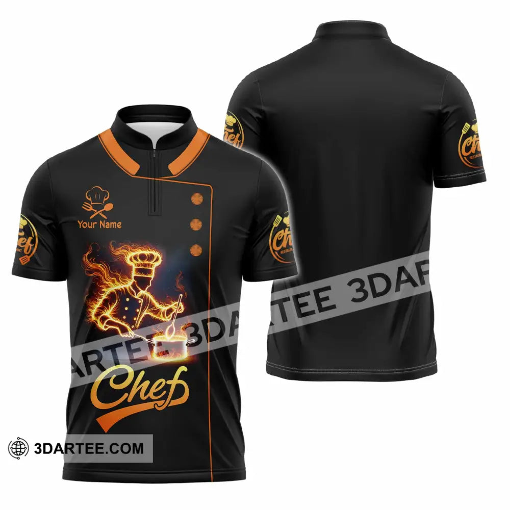 Unisex Shirt Custom Name Chef Gift For Chefs Zipper Polo / S T-Shirt