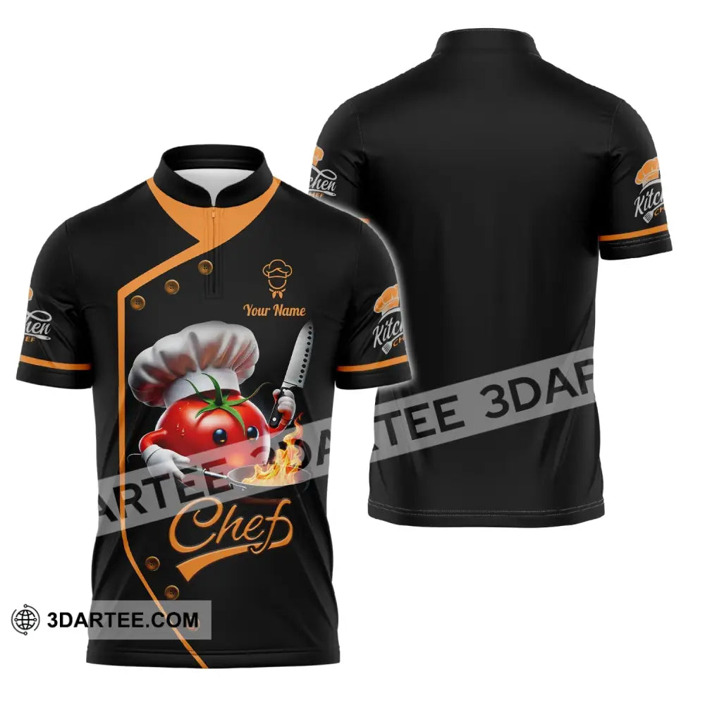 Unisex Shirt Custom Name Chef Gift Zipper Polo / S T-Shirt