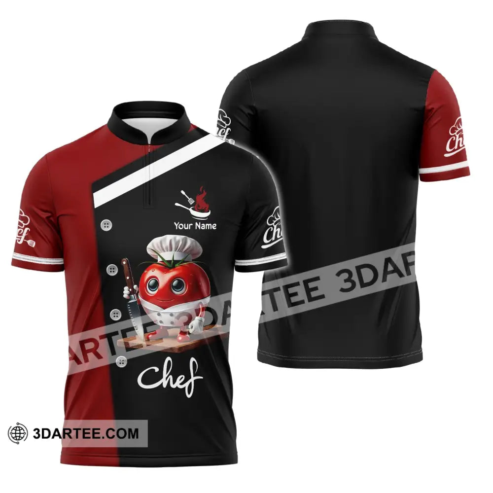 Unisex Shirt Custom Name Chef Gift Zipper Polo / S T-Shirt