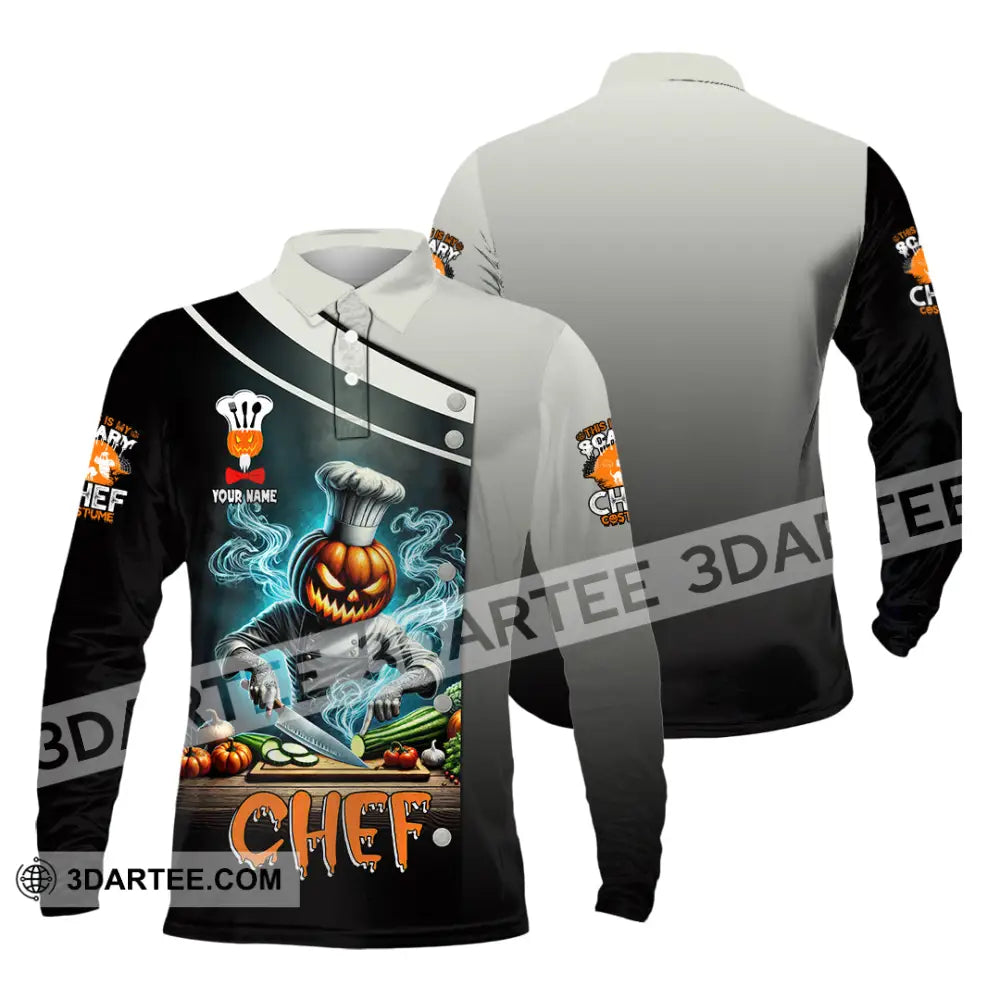 Unisex Shirt Custom Name Chef Halloween Polo Long Sleeve Cooking Love T-Shirt / S T-Shirt