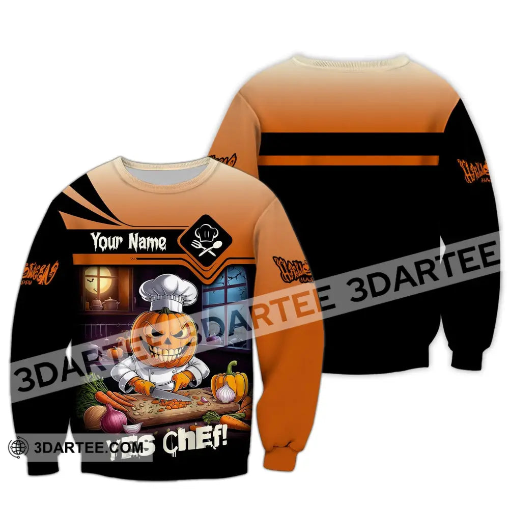Unisex Shirt Custom Name Chef Halloween Polo Long Sleeve Cooking Love T-Shirt / S T-Shirt