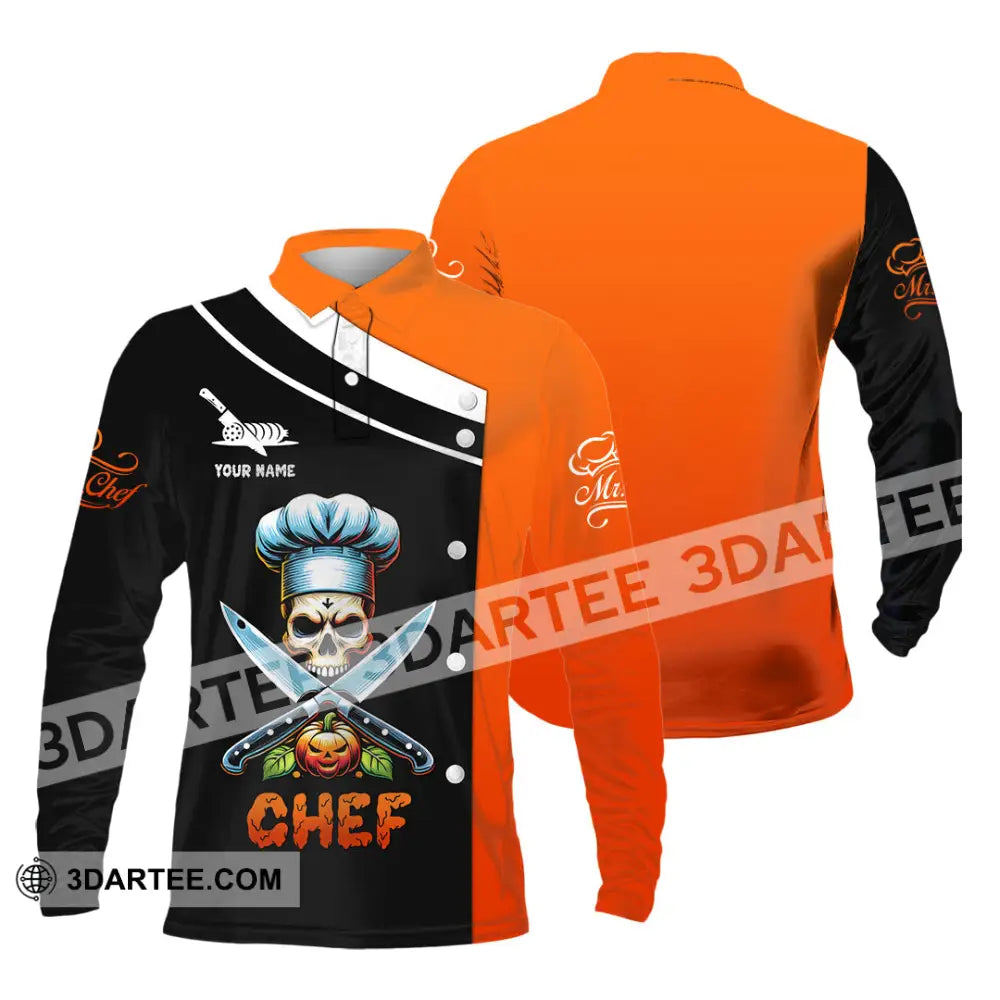 Unisex Shirt Custom Name Chef Halloween T-Shirt Gift For Long Sleeve Polo / S T-Shirt