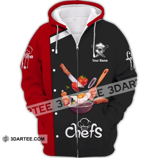 Unisex Shirt Custom Name Chef Hoodie Polo Gift For Cooking Lovers Zipper / S T-Shirt