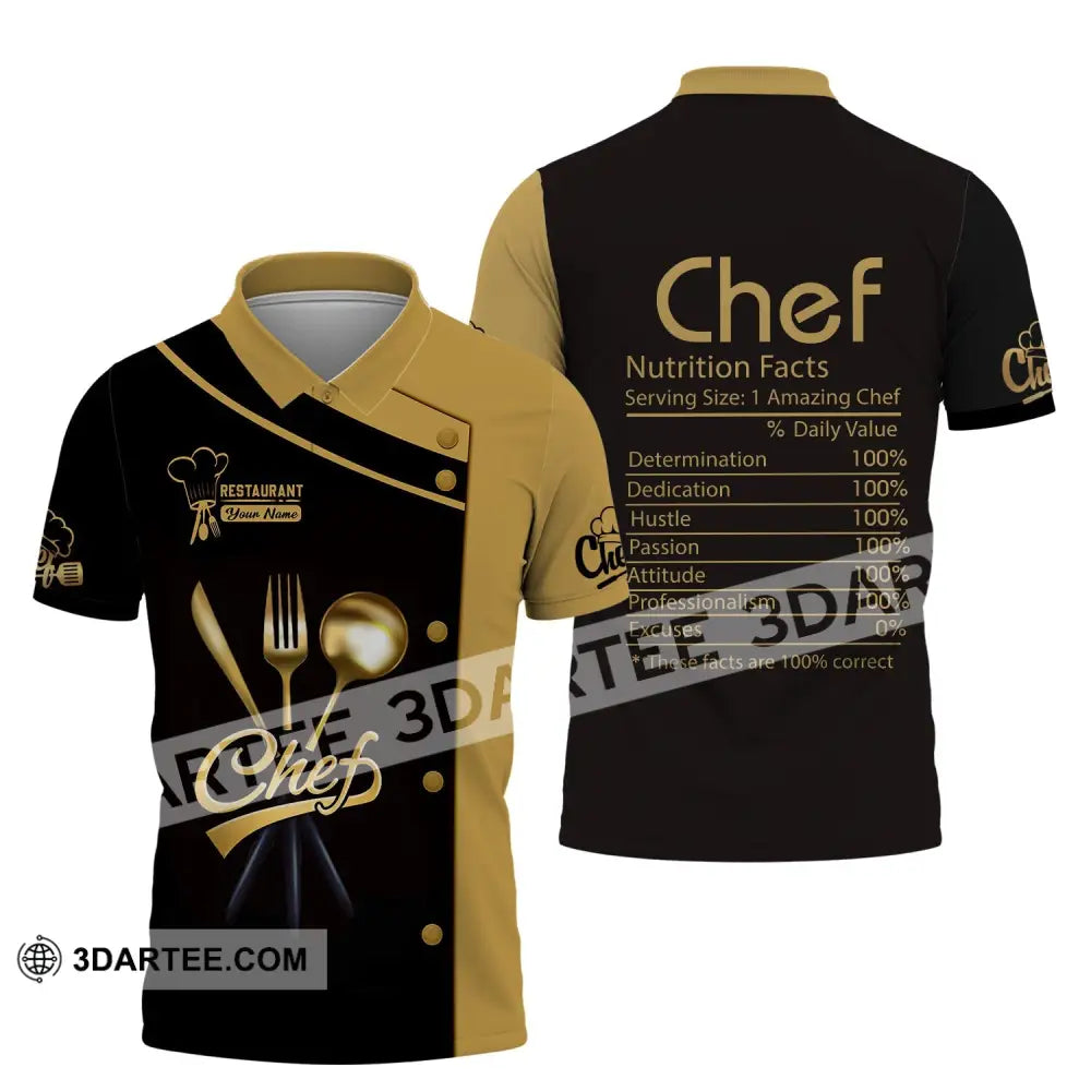 Unisex Shirt - Custom Name Chef Nutrition Facts % Daily Value Polo / S T-Shirt