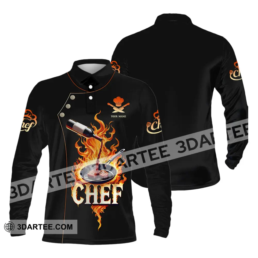 Unisex Shirt Custom Name Chef Polo Long Sleeve / S T-Shirt