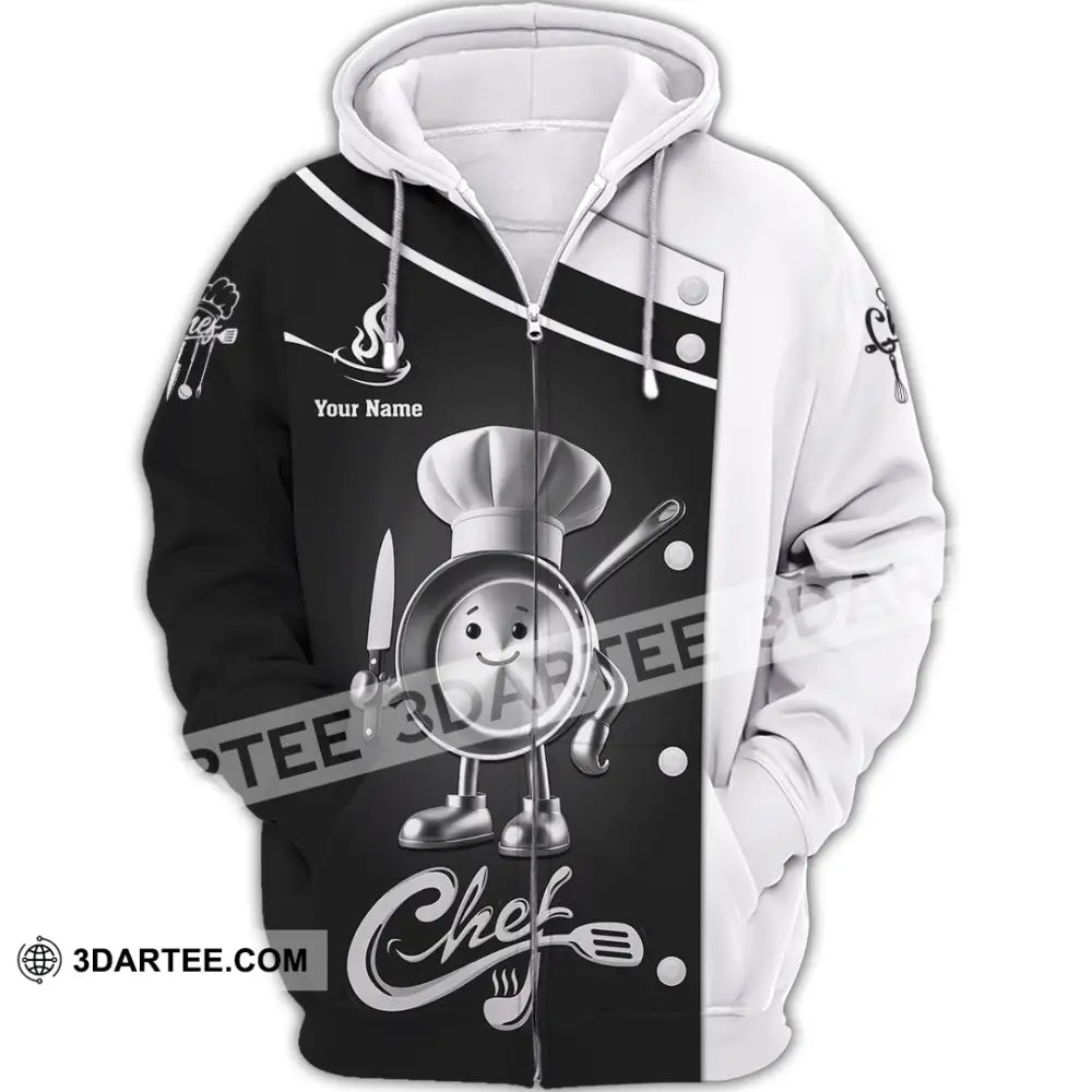 Unisex Shirt Custom Name Chef Polo Long Sleeve Zipper Hoodie / S T-Shirt
