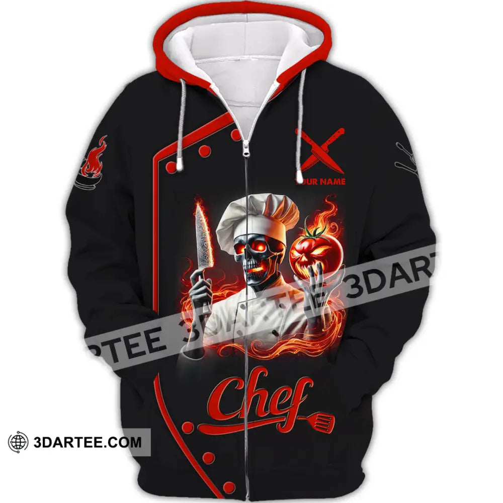 Unisex Shirt Custom Name Chef Polo Long Sleeve Zipper Hoodie / S T-Shirt