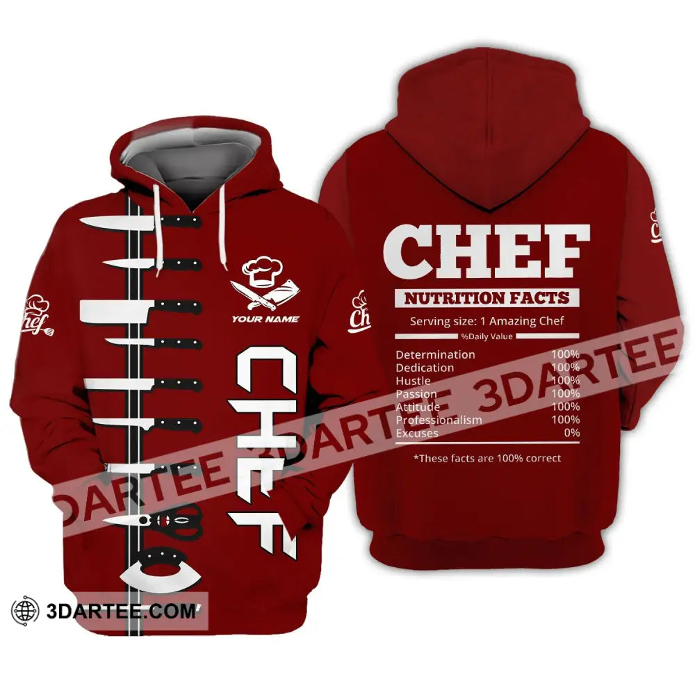 Unisex Shirt - Custom Name Chef Red Hoodie / S T-Shirt