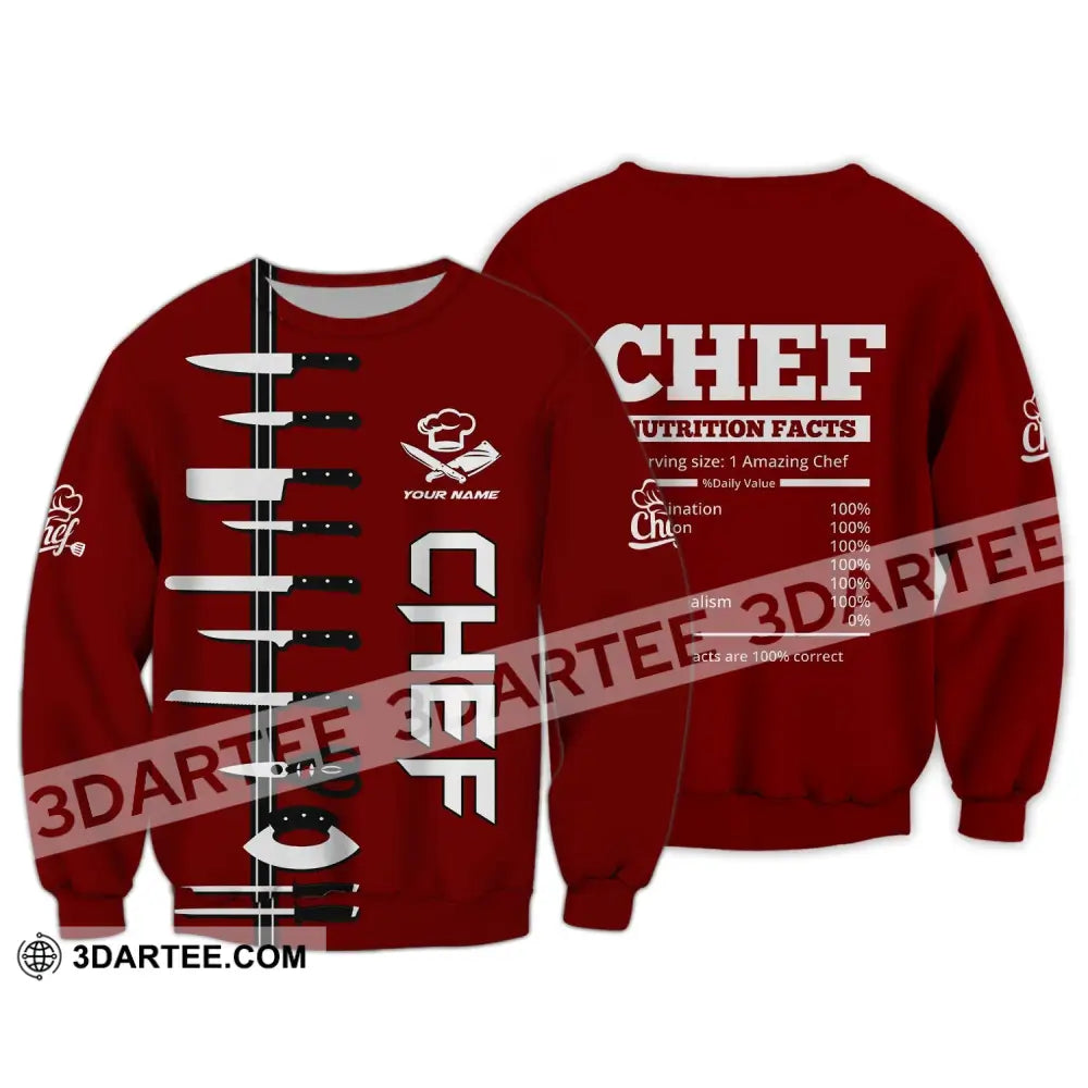 Unisex Shirt - Custom Name Chef Red Long Sleeve / S T-Shirt