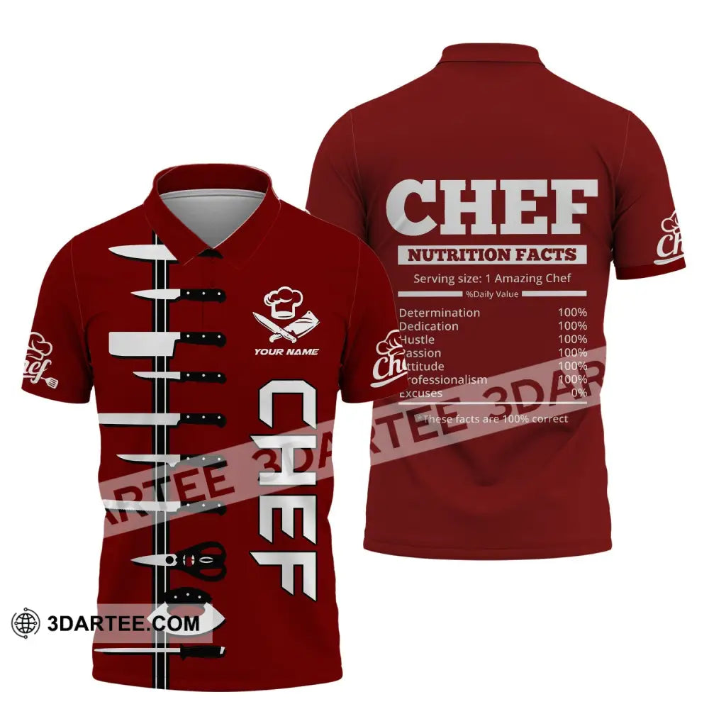 Unisex Shirt - Custom Name Chef Red Polo / S T-Shirt