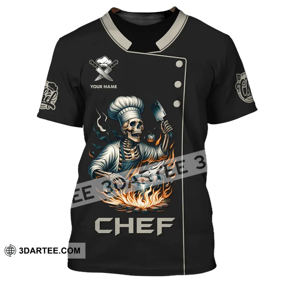 Unisex Shirt Custom Name Chef Skull Cooking Gift For Lovers T-Shirt / S