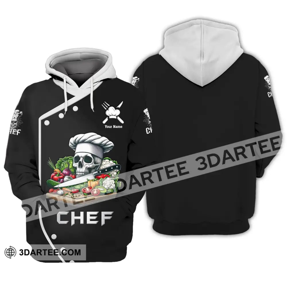 Unisex Shirt Custom Name Chef Skull Polo Long Sleeve Gift For Chefs Hoodie / S T-Shirt