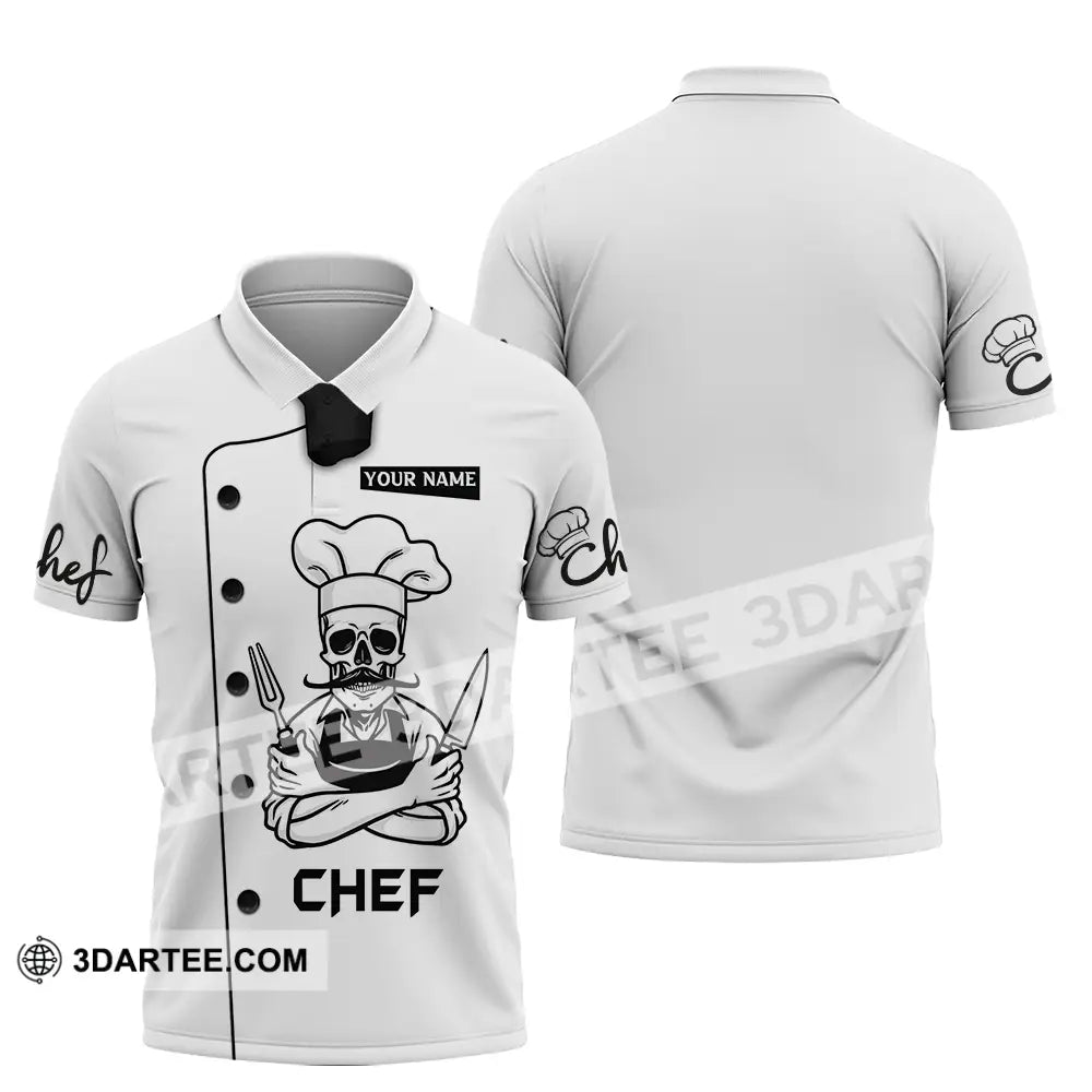 Unisex Shirt - Custom Name Chef Skull Polo / S T-Shirt