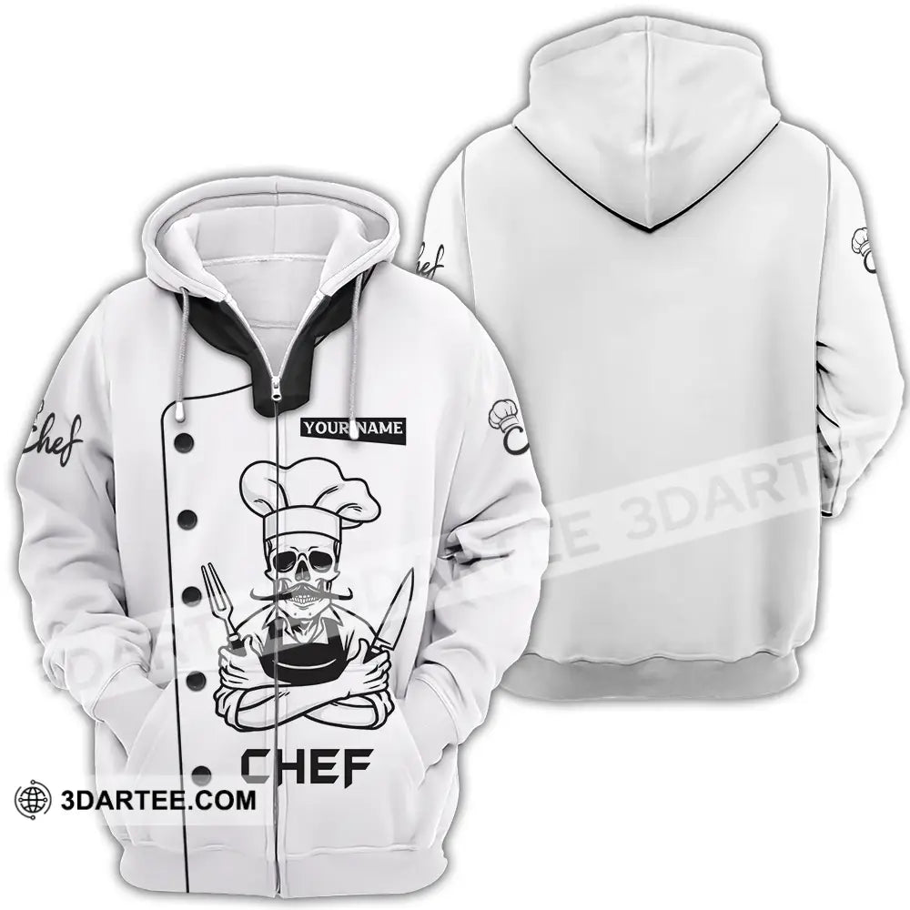 Unisex Shirt - Custom Name Chef Skull Zipper Hoodie / S T-Shirt