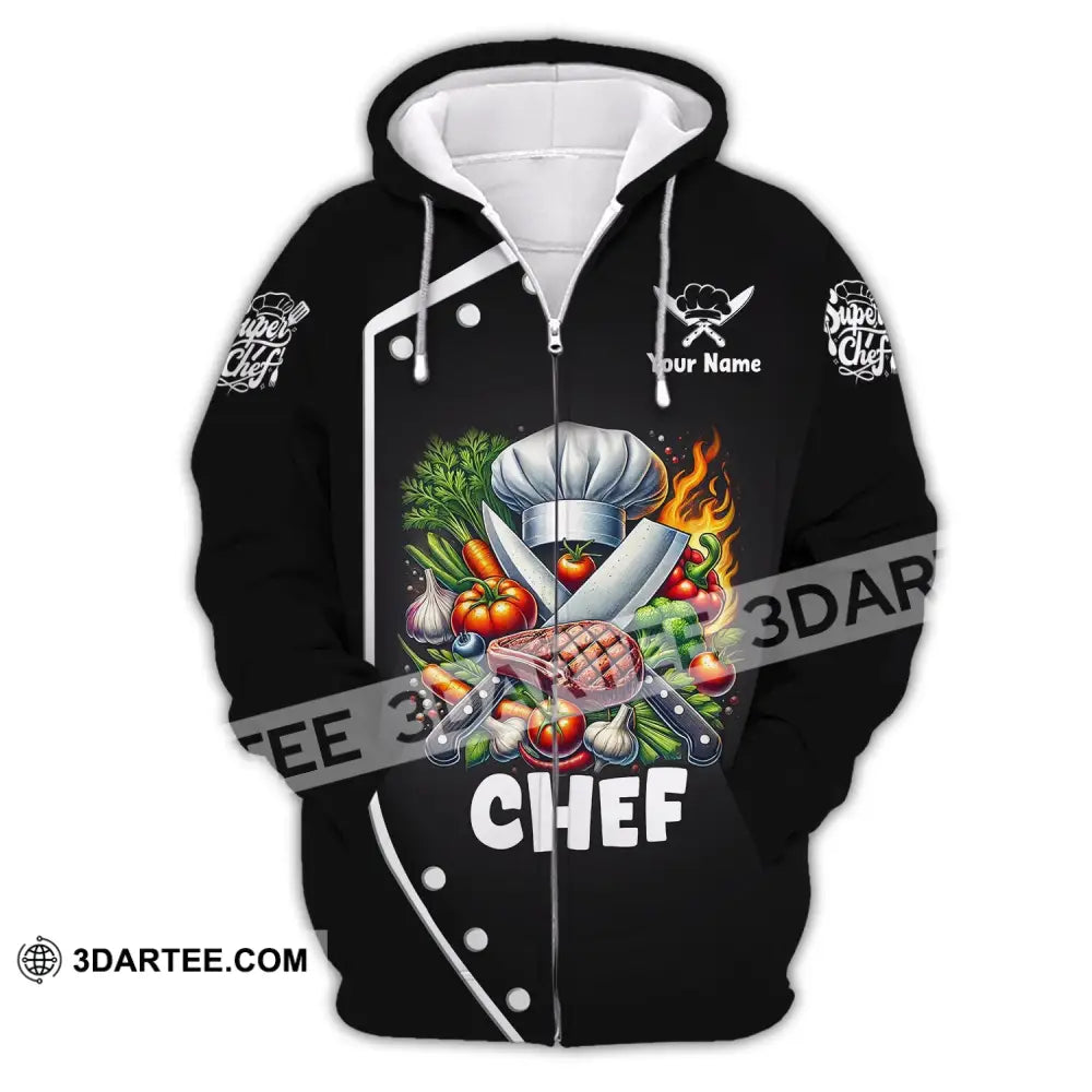 Unisex Shirt Custom Name Chef T-Shirt Hoodie Long Sleeve Zipper / S T-Shirt