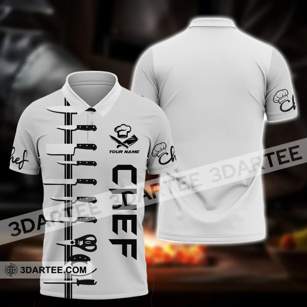 Unisex Shirt - Custom Name Chef White Polo / S T-Shirt