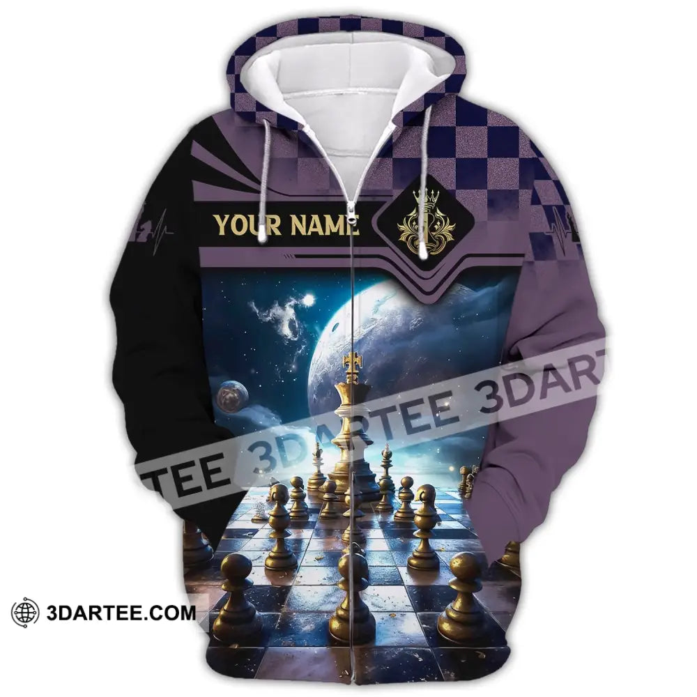 Unisex Shirt Custom Name Chess Lover Hoodie Long Sleeve Zipper / S T-Shirt