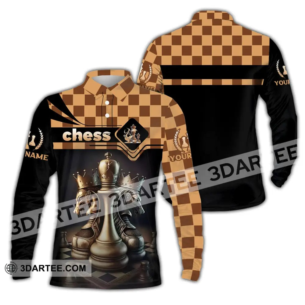 Unisex Shirt Custom Name Chess Lover Hoodie Polo Long Sleeve Gift For Player / S T-Shirt
