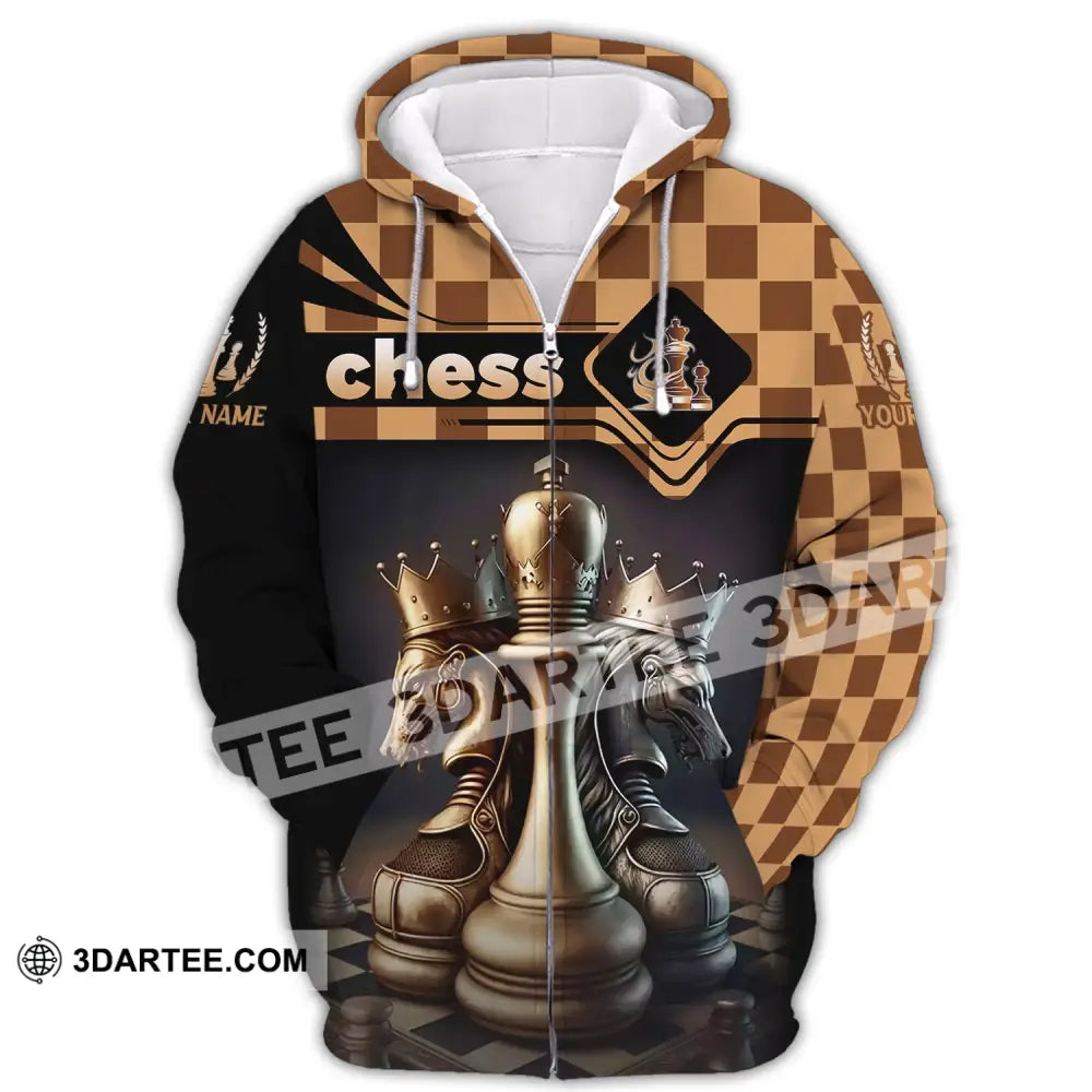 Unisex Shirt Custom Name Chess Lover Hoodie Polo Long Sleeve Gift For Player Zipper / S T-Shirt