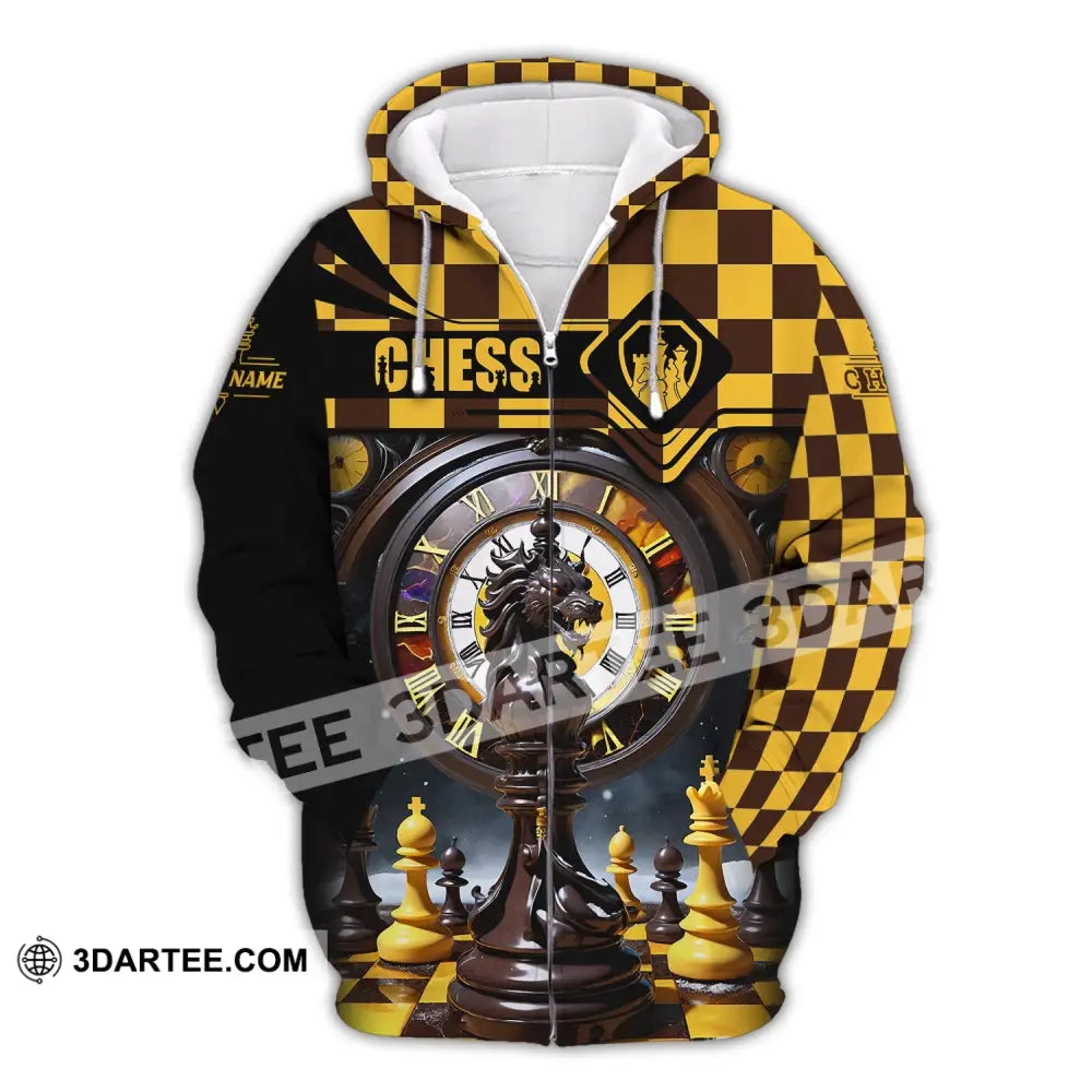 Unisex Shirt Custom Name Chess Lover Hoodie Polo Long Sleeve Gift For Player Zipper / S T-Shirt